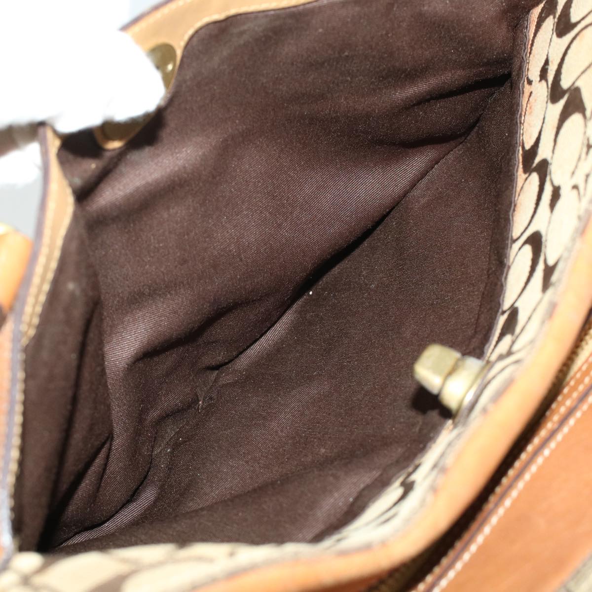 Coach Signature Shoulder Bag Canvas Leather 3Set Beige Brown Auth 44692