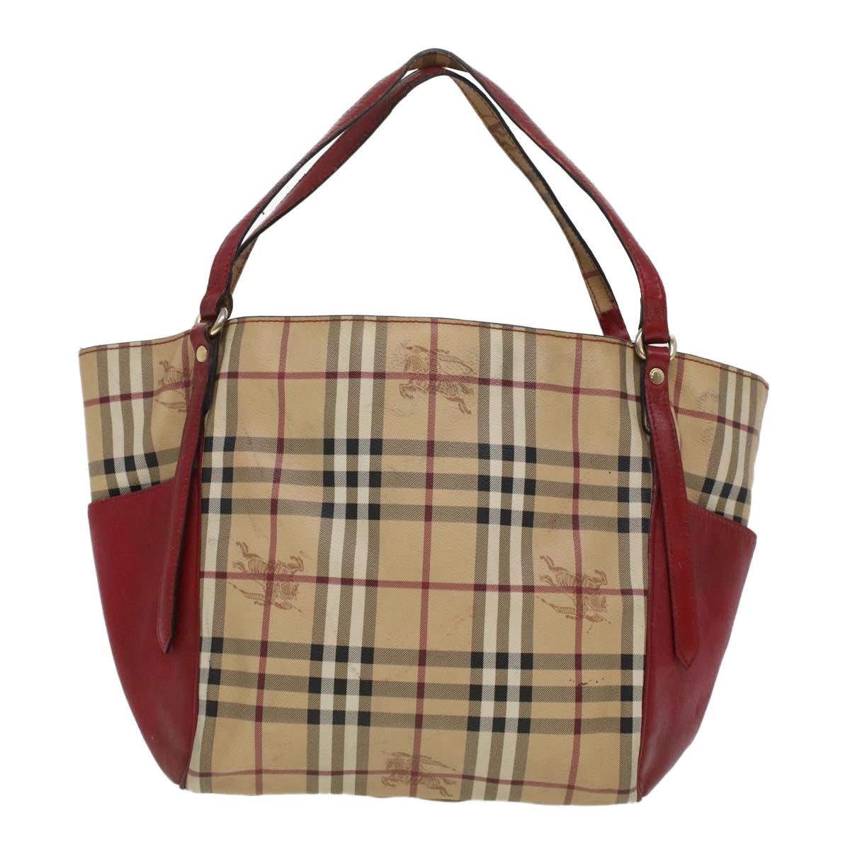 BURBERRY Nova Check Tote Bag PVC Leather Beige Auth 44756 - 0