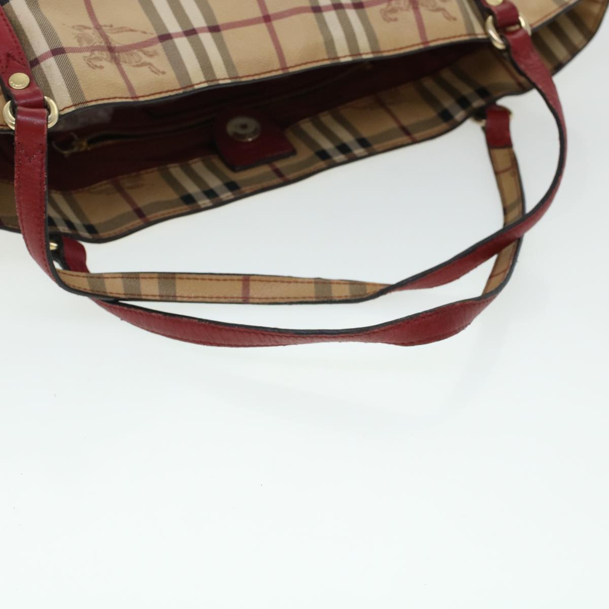 BURBERRY Nova Check Tote Bag PVC Leather Beige Auth 44756