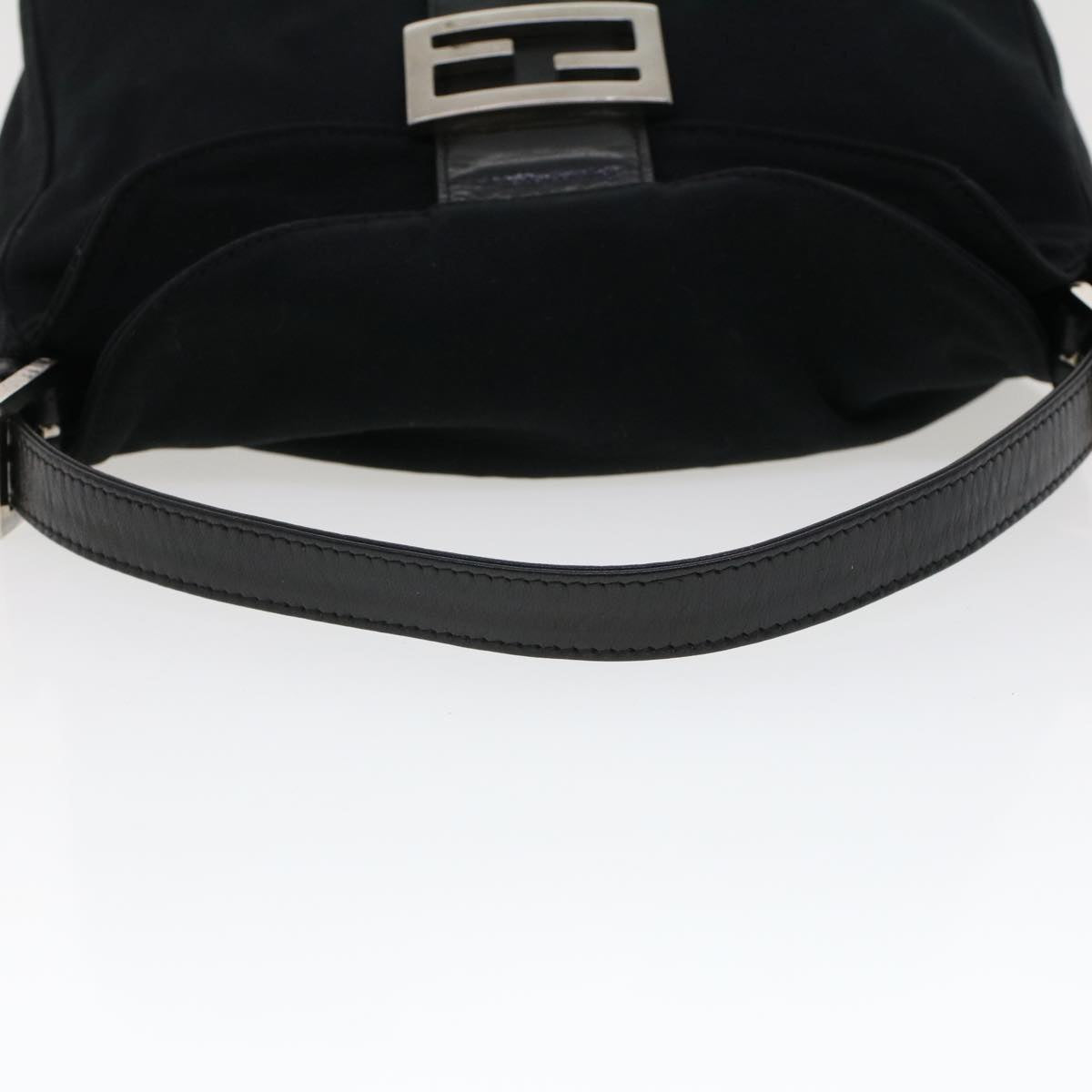 FENDI Mamma Baguette Shoulder Bag Nylon Black 2321.26426.008 Auth 44758