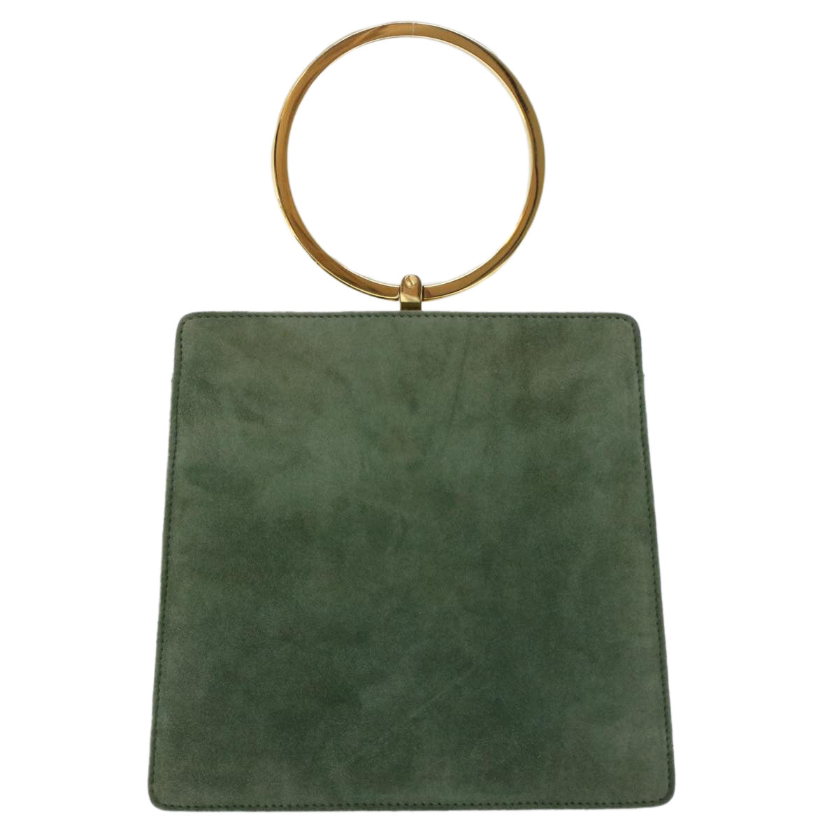 Salvatore Ferragamo Gancini Hand Bag Suede Green Auth 44761 - 0