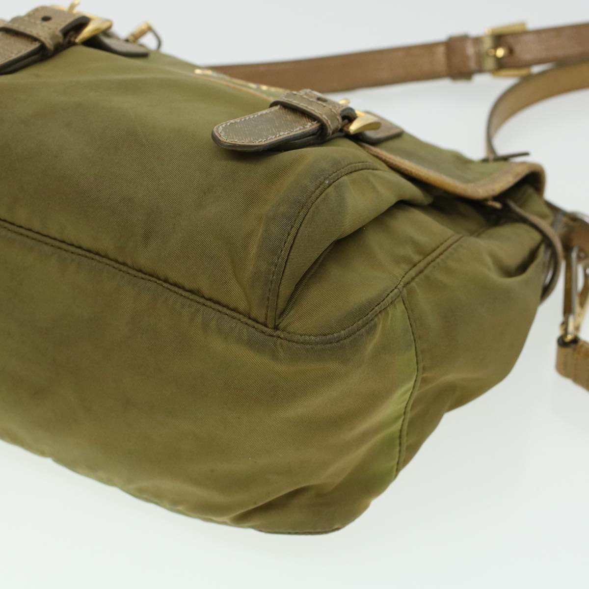 PRADA Shoulder Bag Nylon Khaki Auth 44782
