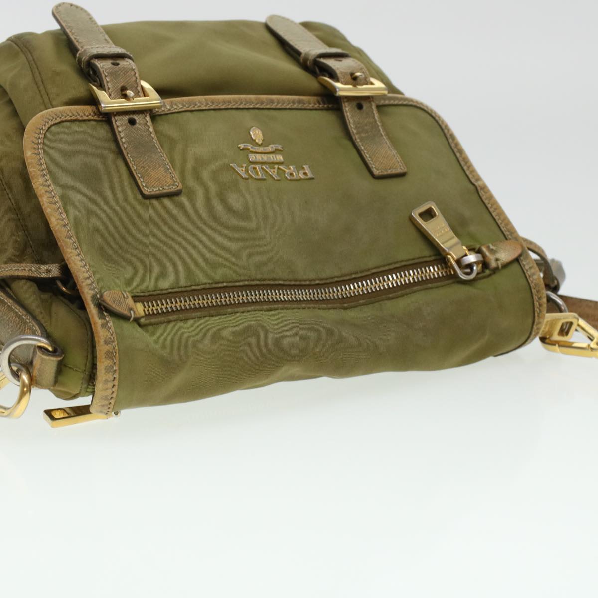 PRADA Shoulder Bag Nylon Khaki Auth 44782