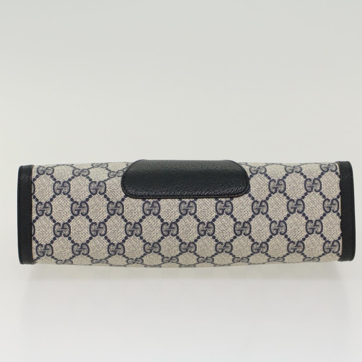 GUCCI GG Canvas Sherry Line Clutch Bag Gray Red Navy 89•01•033 Auth 44785