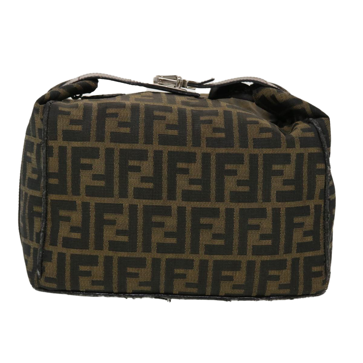 FENDI Zucca Canvas Hand Bag Black Brown Auth 44805