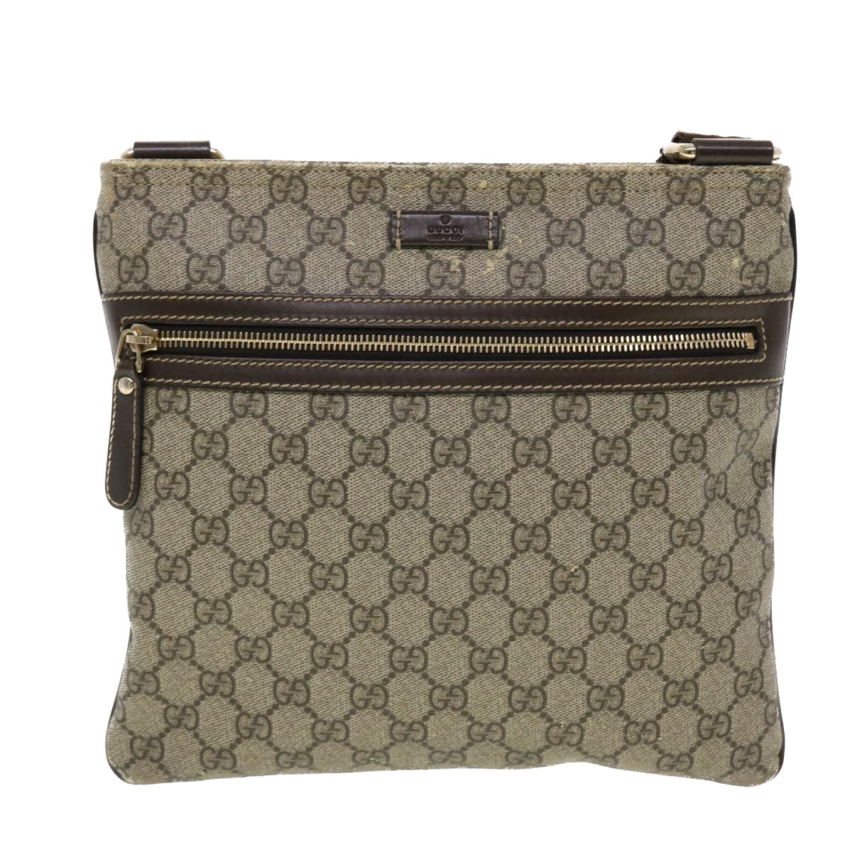 GUCCI GG Canvas Shoulder Bag PVC Leather Beige 295257 Auth 44808