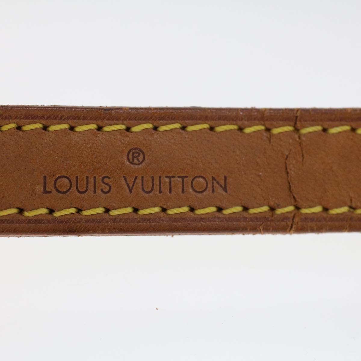 LOUIS VUITTON Shoulder Strap Leather 35.4"" Beige LV Auth 44919