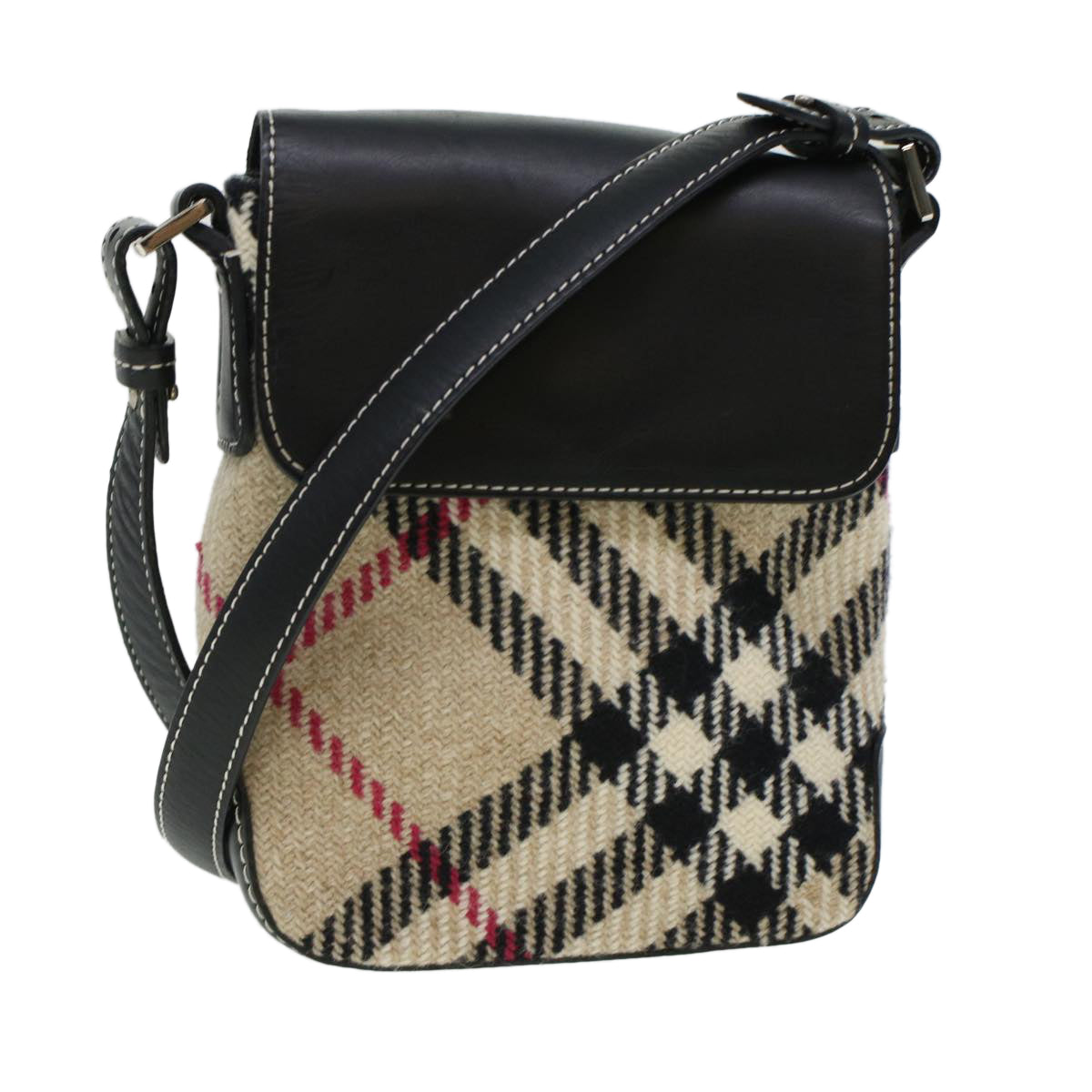 BURBERRY Nova Check Shoulder Bag Canvas Beige Auth 44978