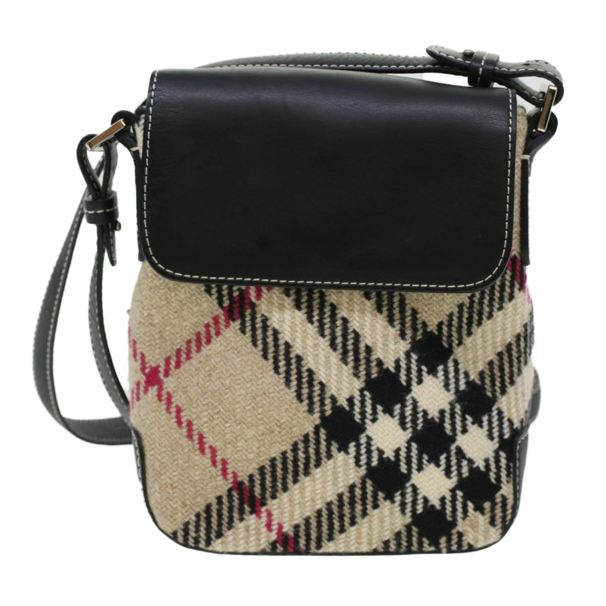 BURBERRY Nova Check Shoulder Bag Canvas Beige Auth 44978