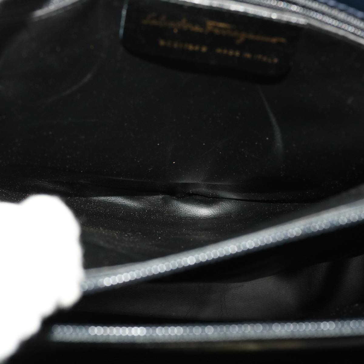Salvatore Ferragamo Gancini Tote Bag Leather Navy Auth 44992