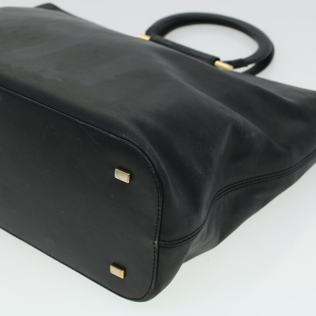 CELINE Tote Bag Leather 2way Black Auth 44998
