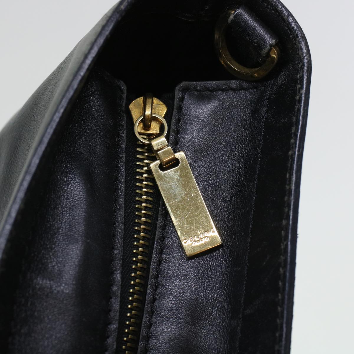 CELINE Tote Bag Leather 2way Black Auth 44998