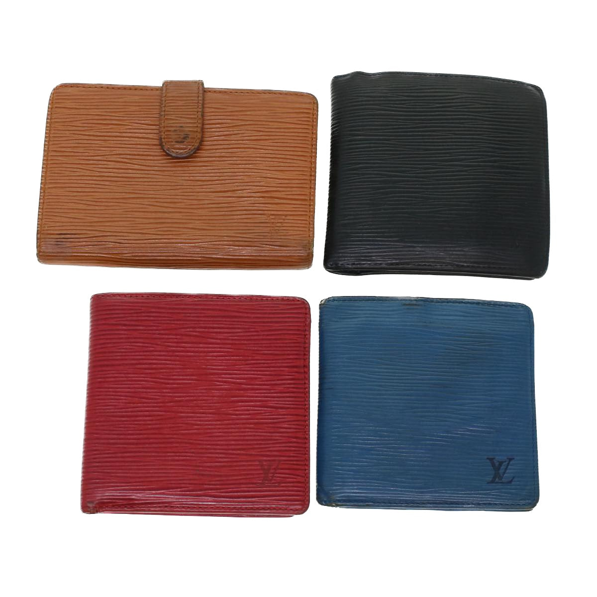 LOUIS VUITTON Epi Wallet 4Set Red Black Blue LV Auth 45006