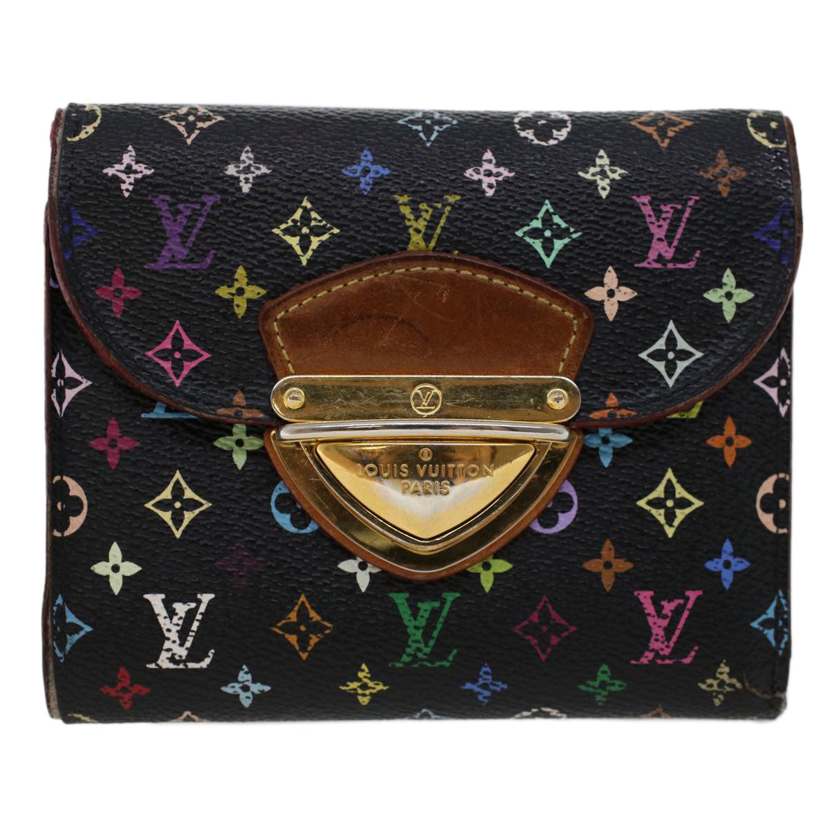 LOUIS VUITTON Multicolor Portefeuille Koala Wallet Black M58015 LV Auth 45017