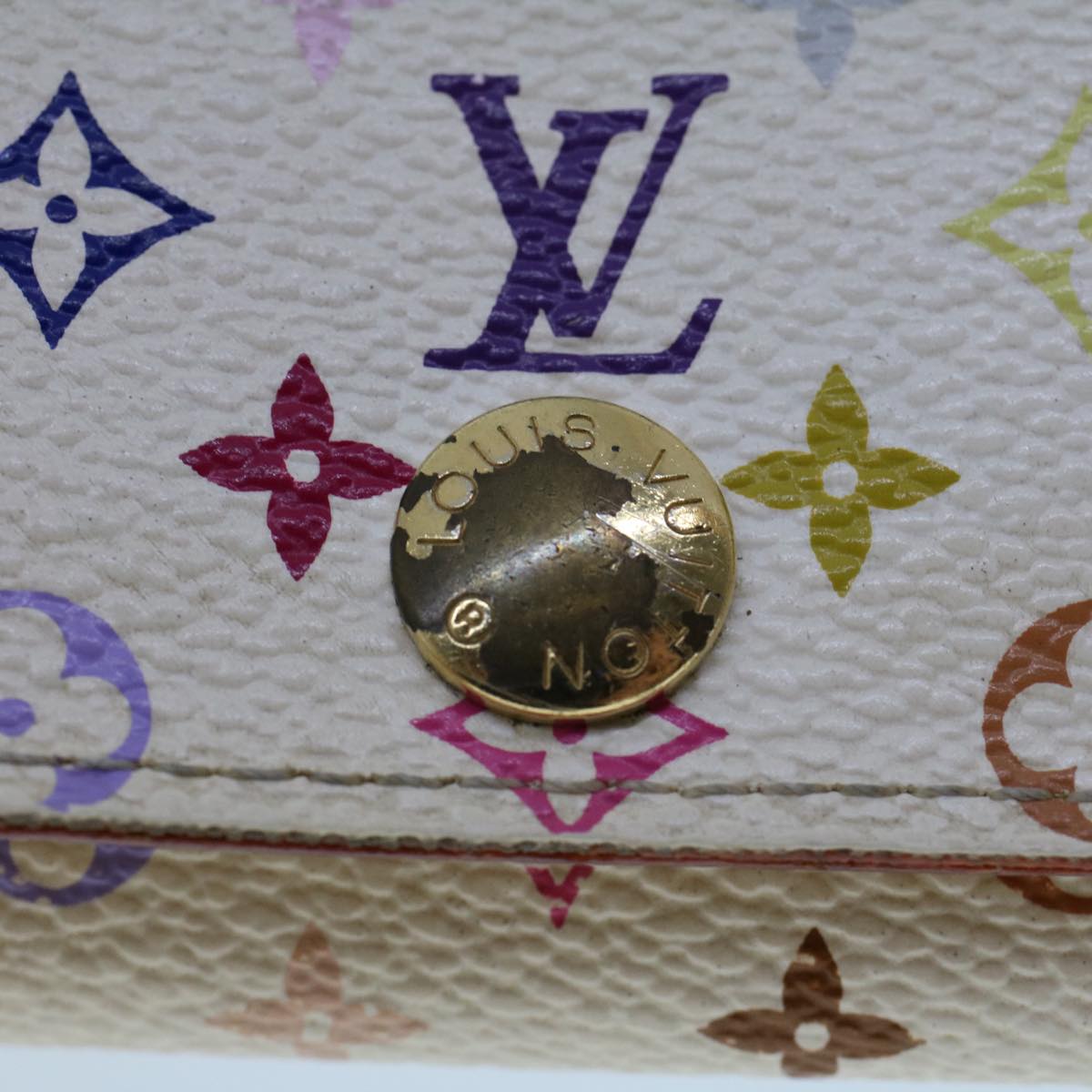 LOUIS VUITTON Monogram Multicolor Multicles 4 Keys Case White M60043 Auth 45019