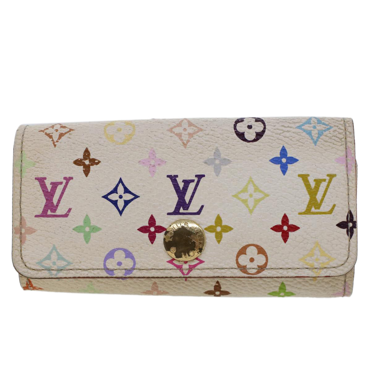 LOUIS VUITTON Monogram Multicolor Multicles 4 Keys Case White M60043 Auth 45019