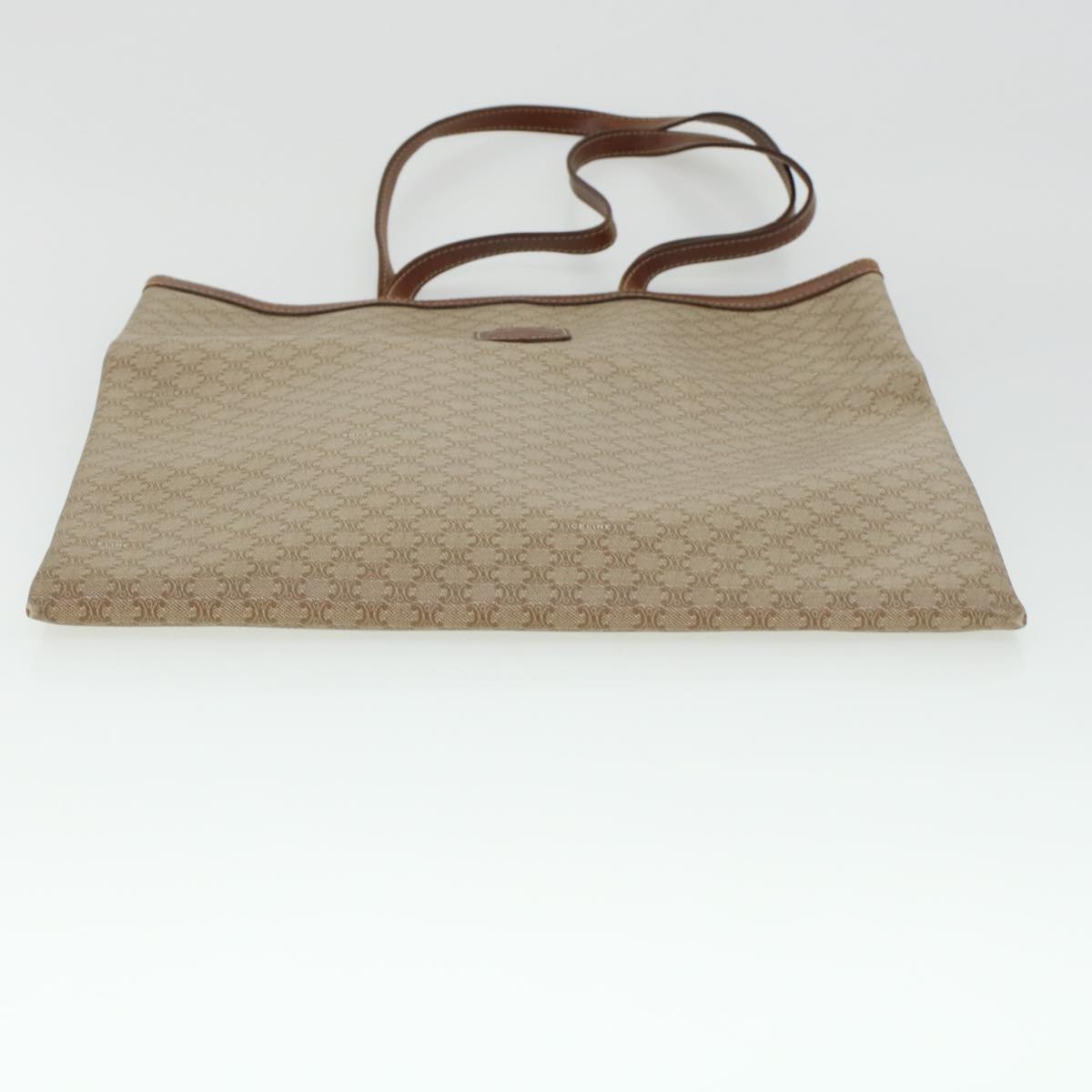 CELINE Macadam Canvas Shoulder Bag PVC Leather Beige Auth 45023