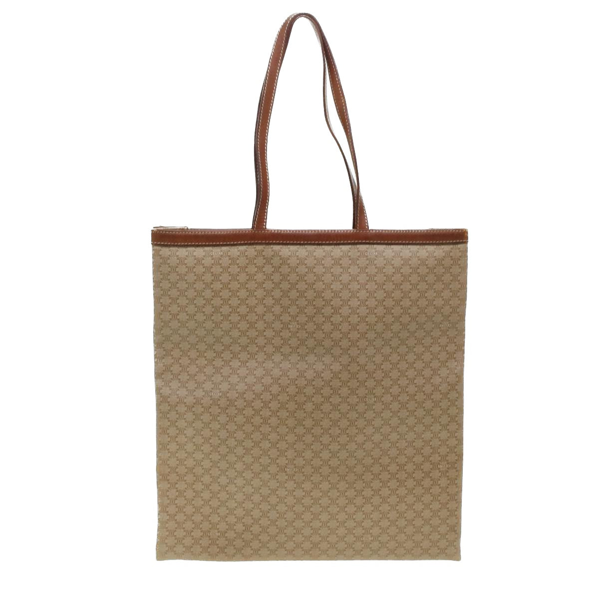 CELINE Macadam Canvas Shoulder Bag PVC Leather Beige Auth 45023 - 0