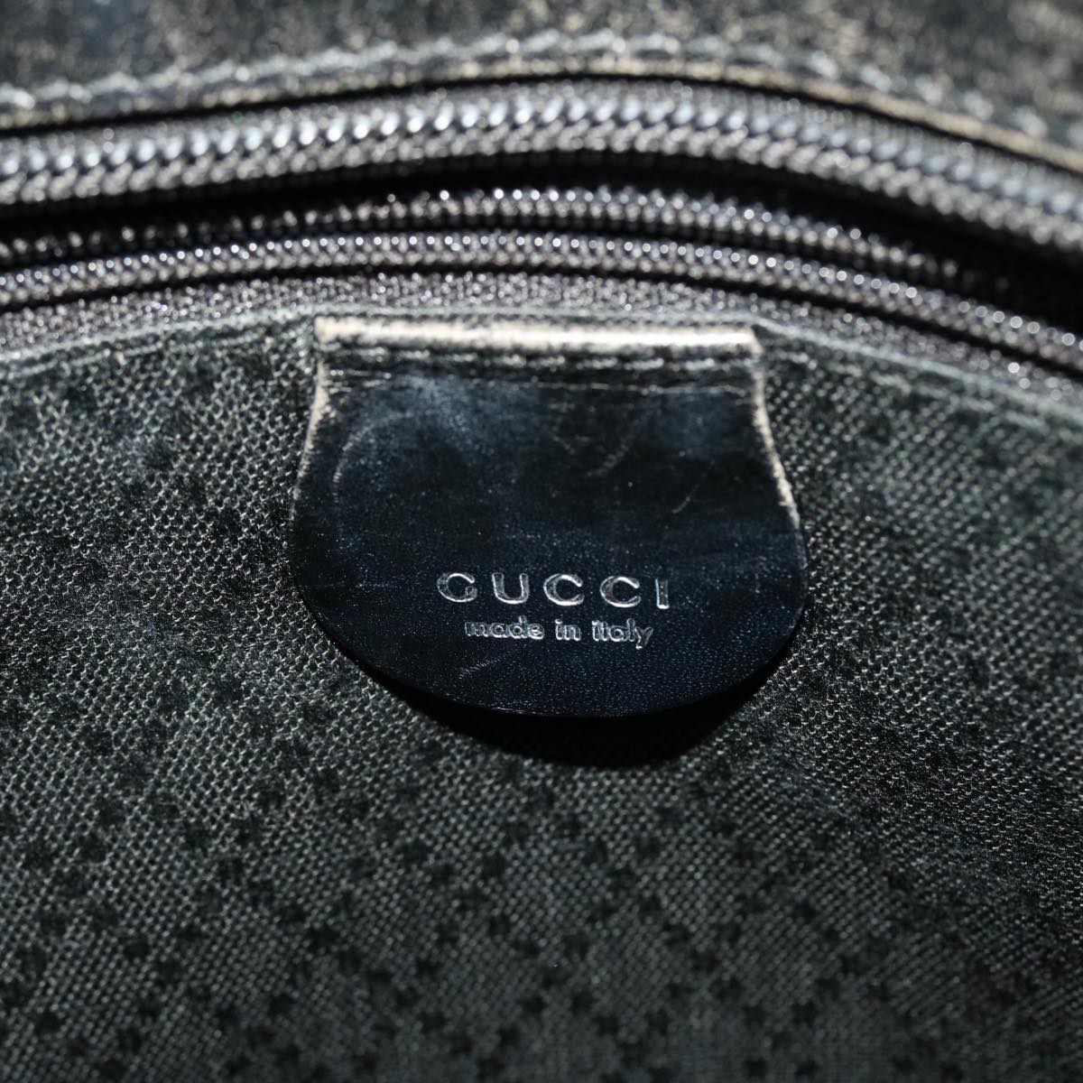 GUCCI Shoulder Bag Nylon Leather Black Auth 45027