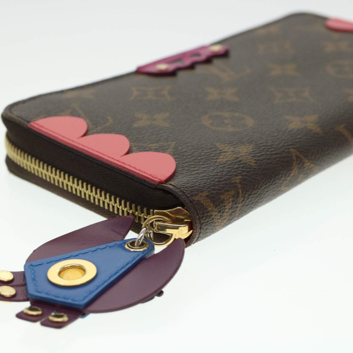 LOUIS VUITTON Monogram Totem Zippy Wallet Purple Red blue M61364 LV Auth 45037