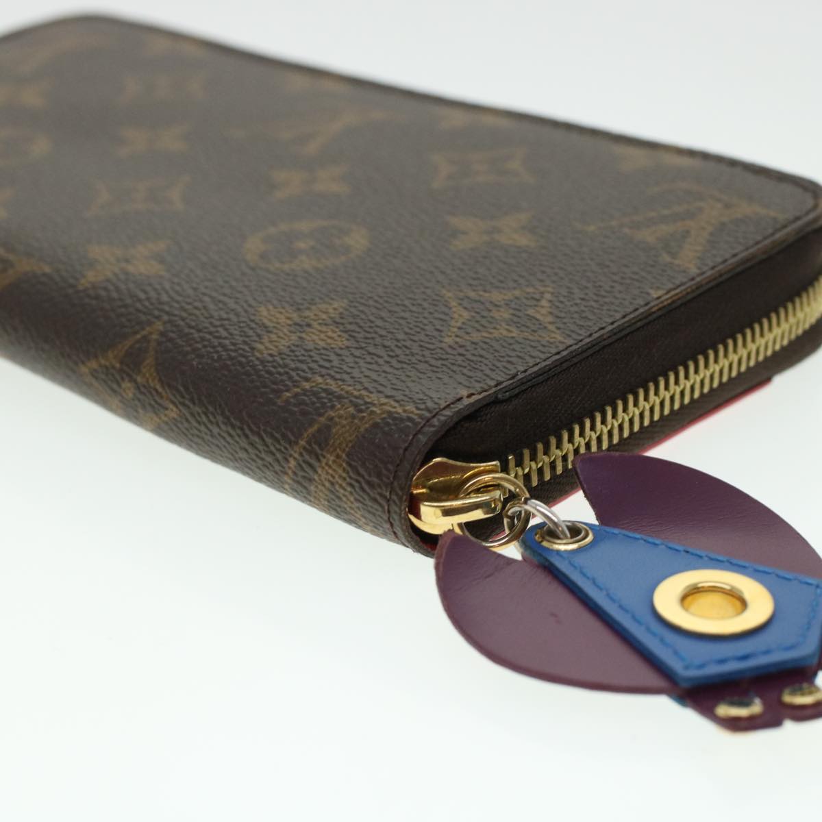 LOUIS VUITTON Monogram Totem Zippy Wallet Purple Red blue M61364 LV Auth 45037