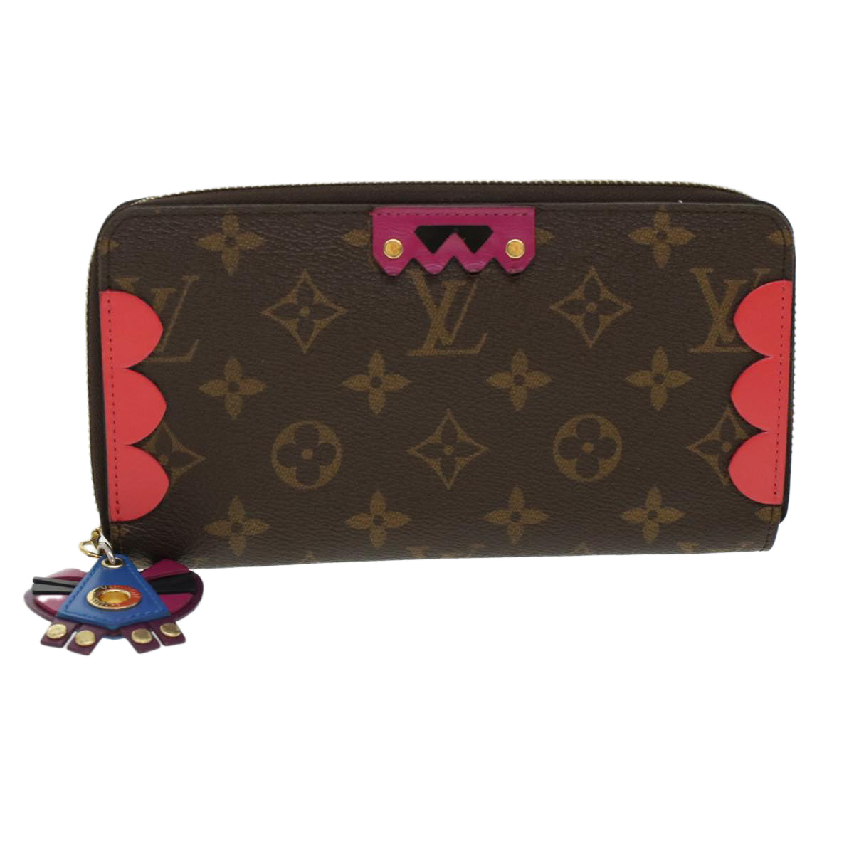 LOUIS VUITTON Monogram Totem Zippy Wallet Purple Red blue M61364 LV Auth 45037