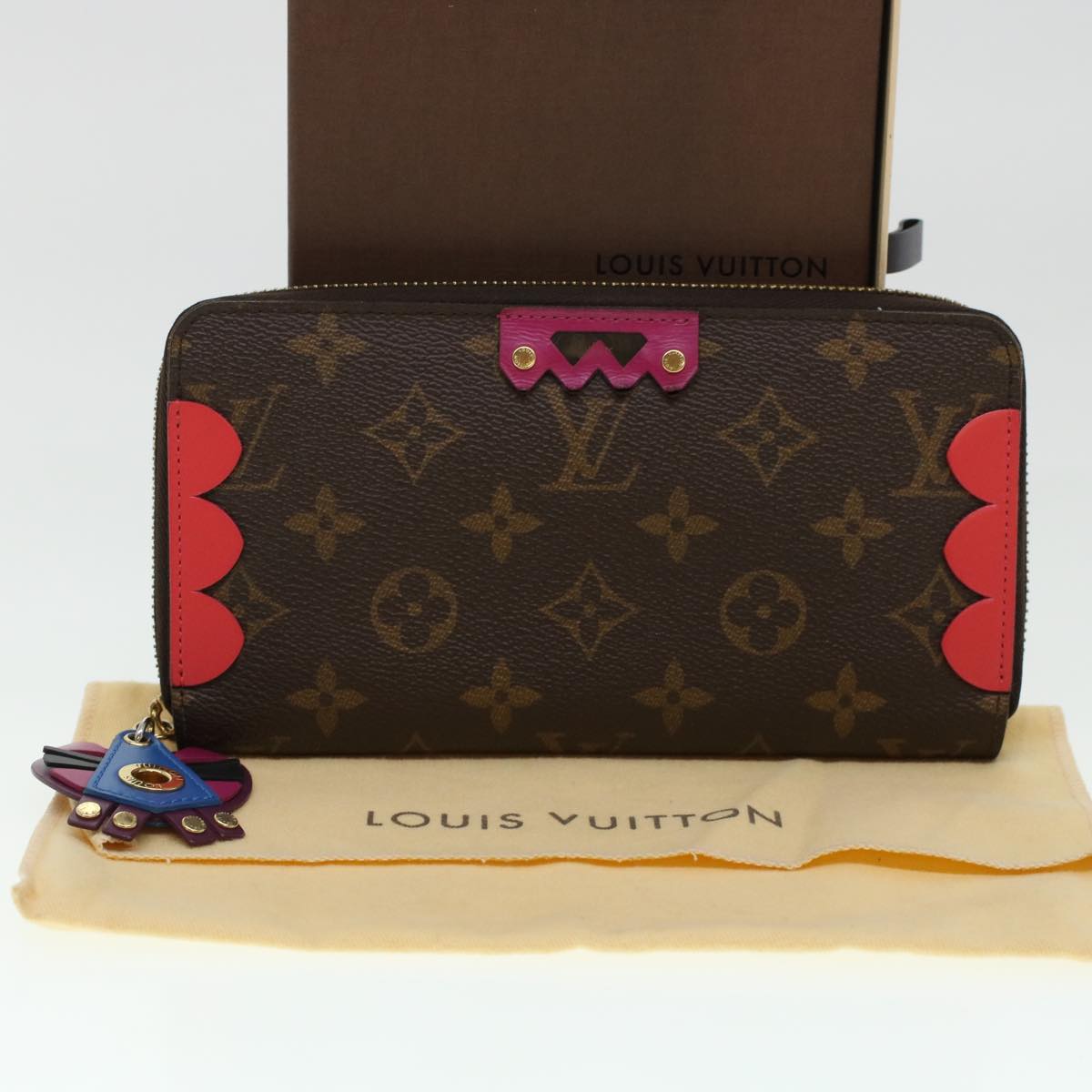 LOUIS VUITTON Monogram Totem Zippy Wallet Purple Red blue M61364 LV Auth 45037