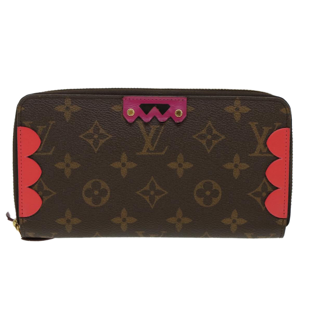 LOUIS VUITTON Monogram Totem Zippy Wallet Purple Red blue M61364 LV Auth 45037