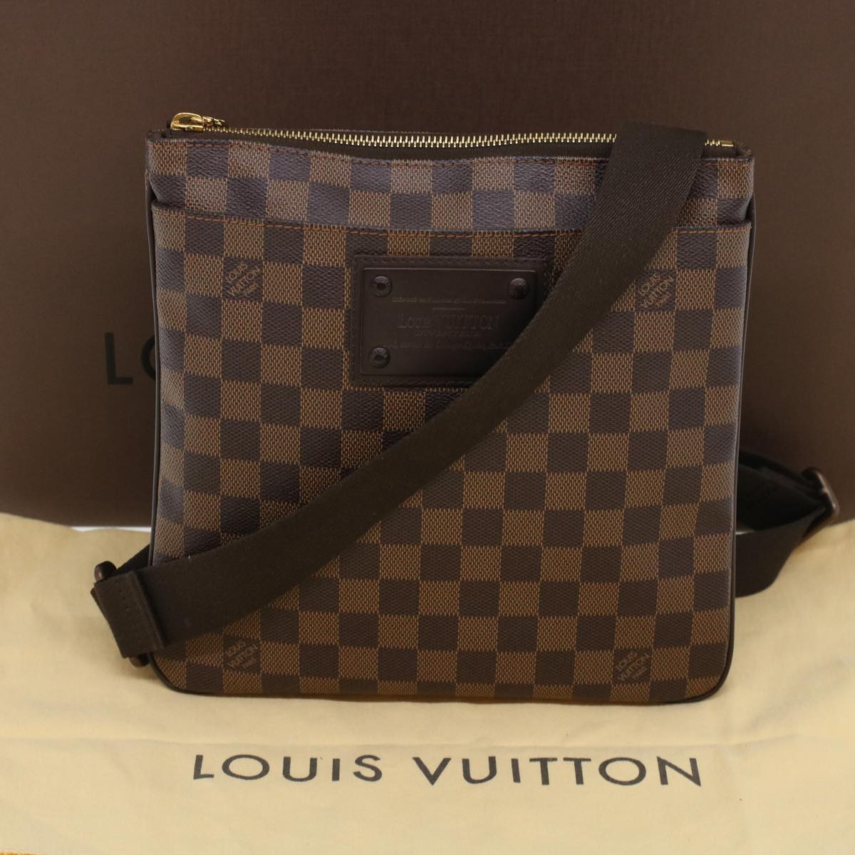 LOUIS VUITTON Damier Ebene Pochette Plat Brooklyn Bag N41100 Auth 45052A