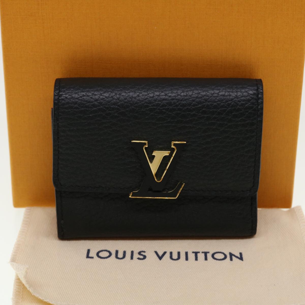 LOUIS VUITTON Portefeuille Capsine XS Wallet Taurillon Black M68587 Auth 45059