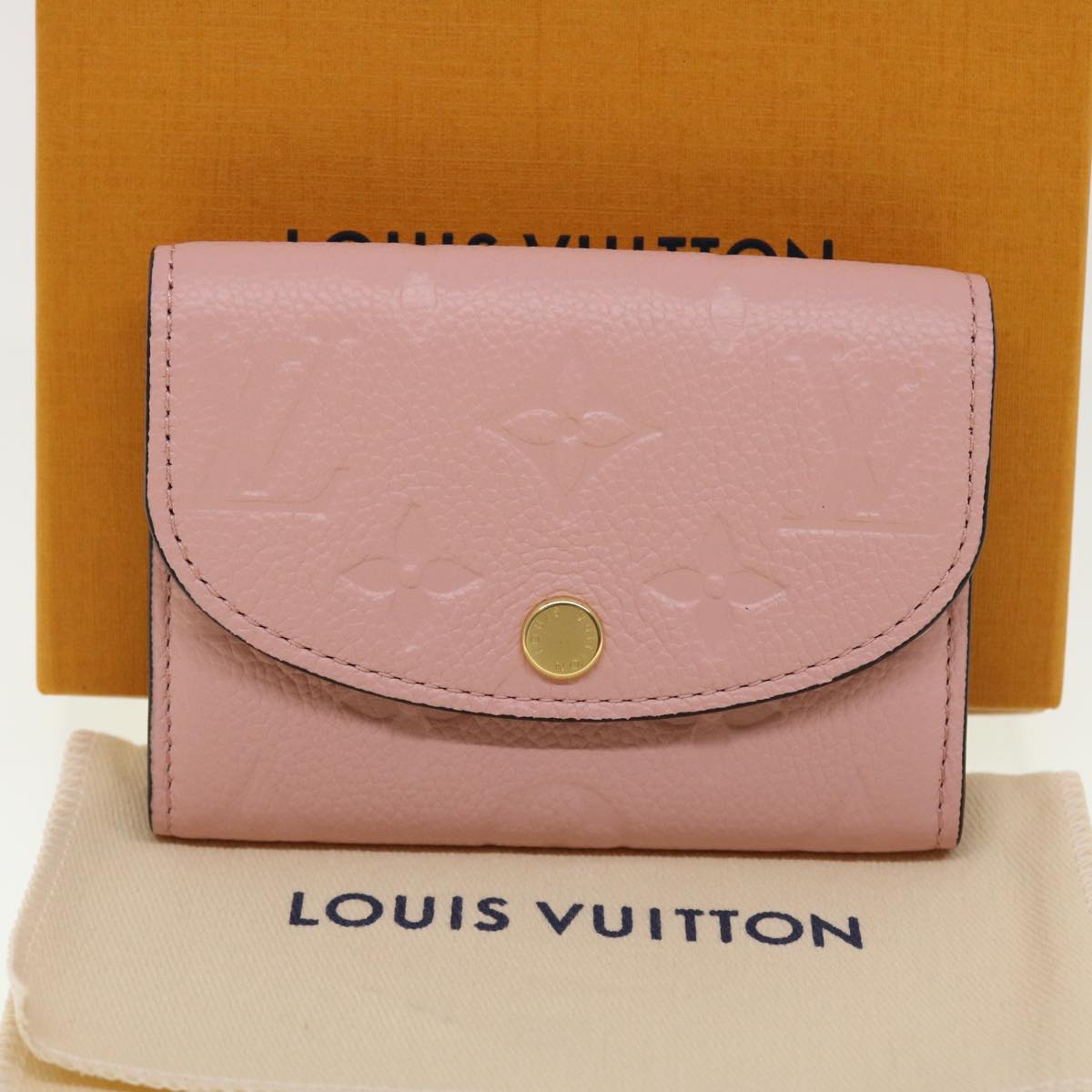 LOUIS VUITTON Empreinte Porte Monnaie Rosary Purse Rose poodle M81520 Auth 45061