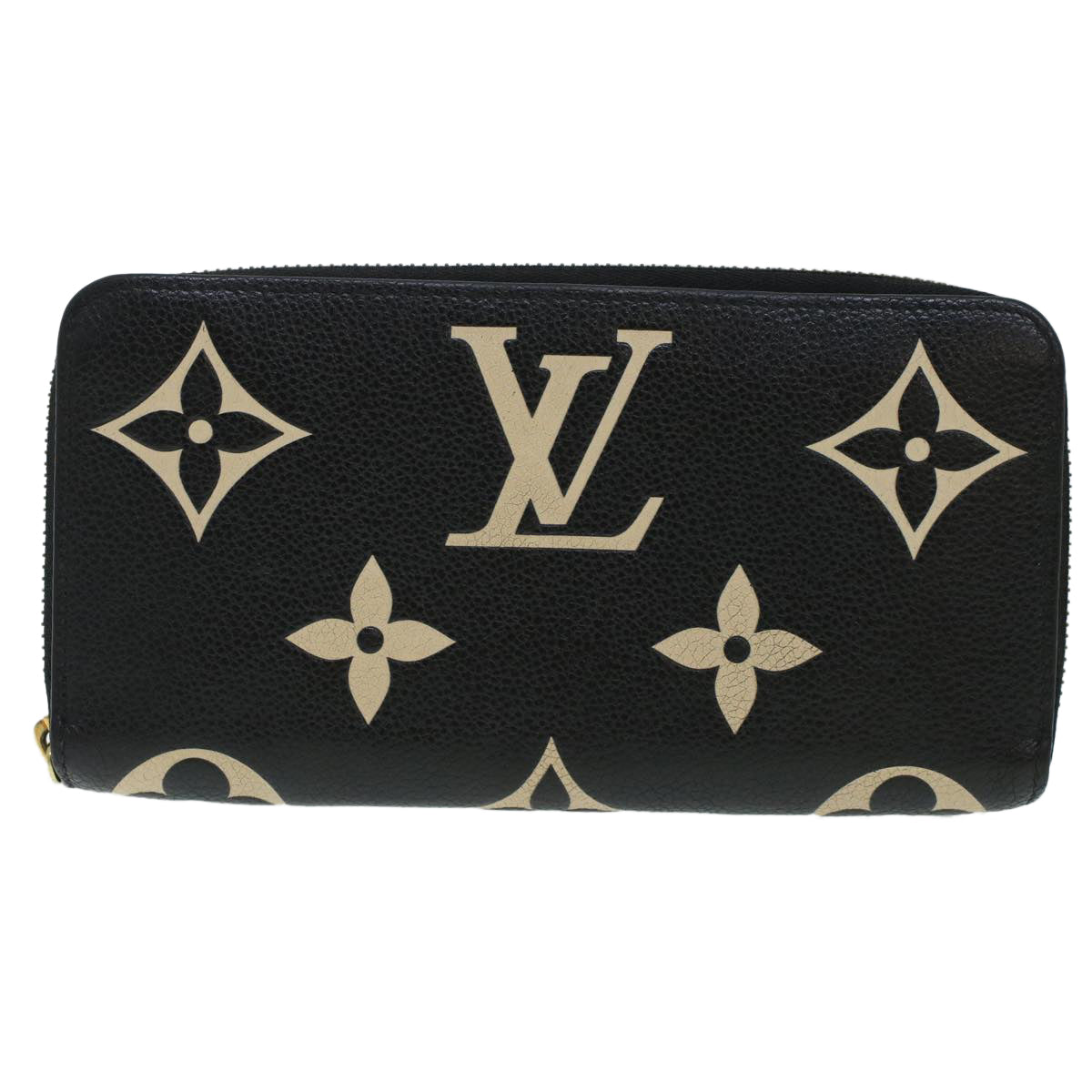 LOUIS VUITTON Monogram Empreinte Zippy Wallet Black Beige M80481 LV Auth 45062 - 0