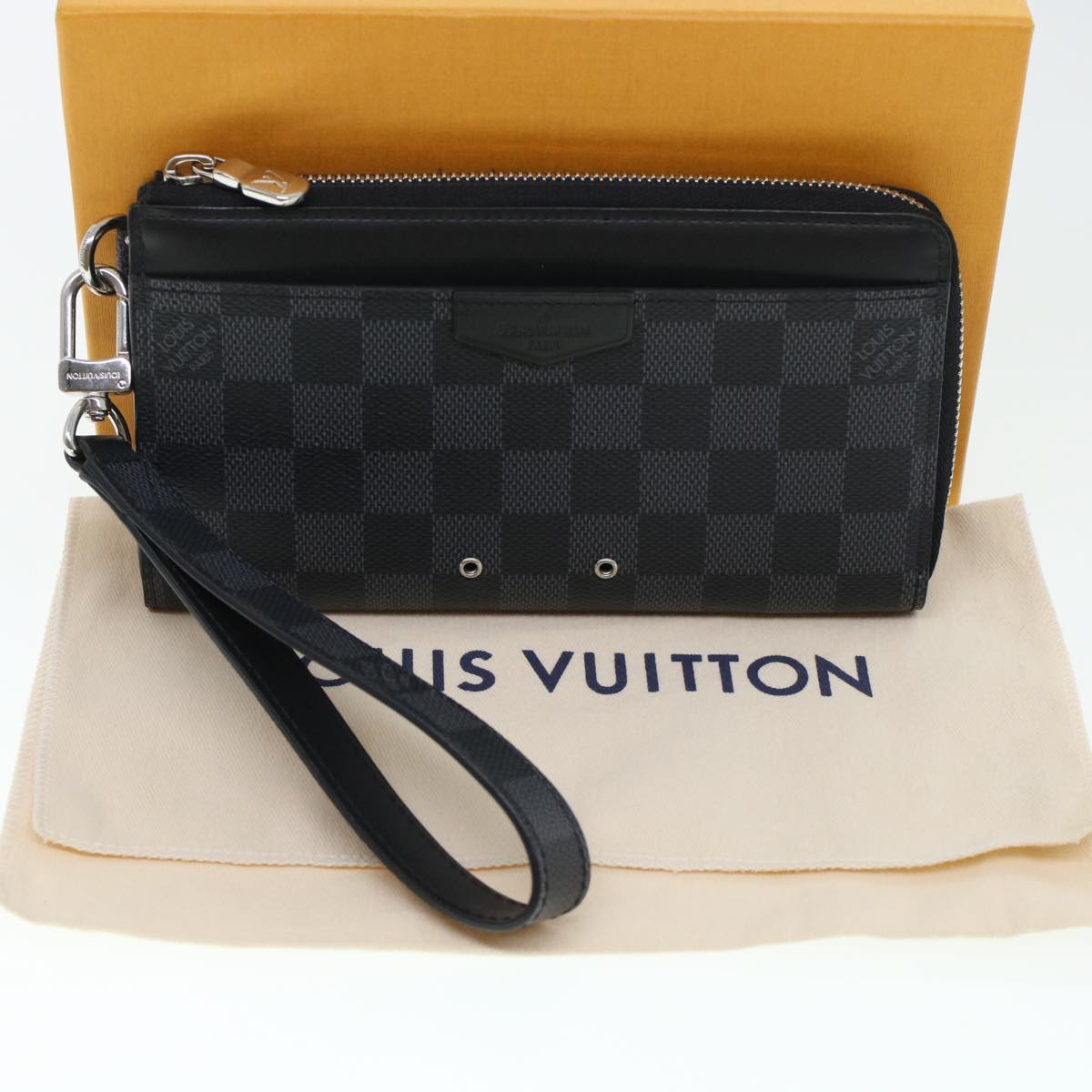 LOUIS VUITTON Damier Graphite Zippy Dragonne Long Wallet N60379 LV Auth 45064A