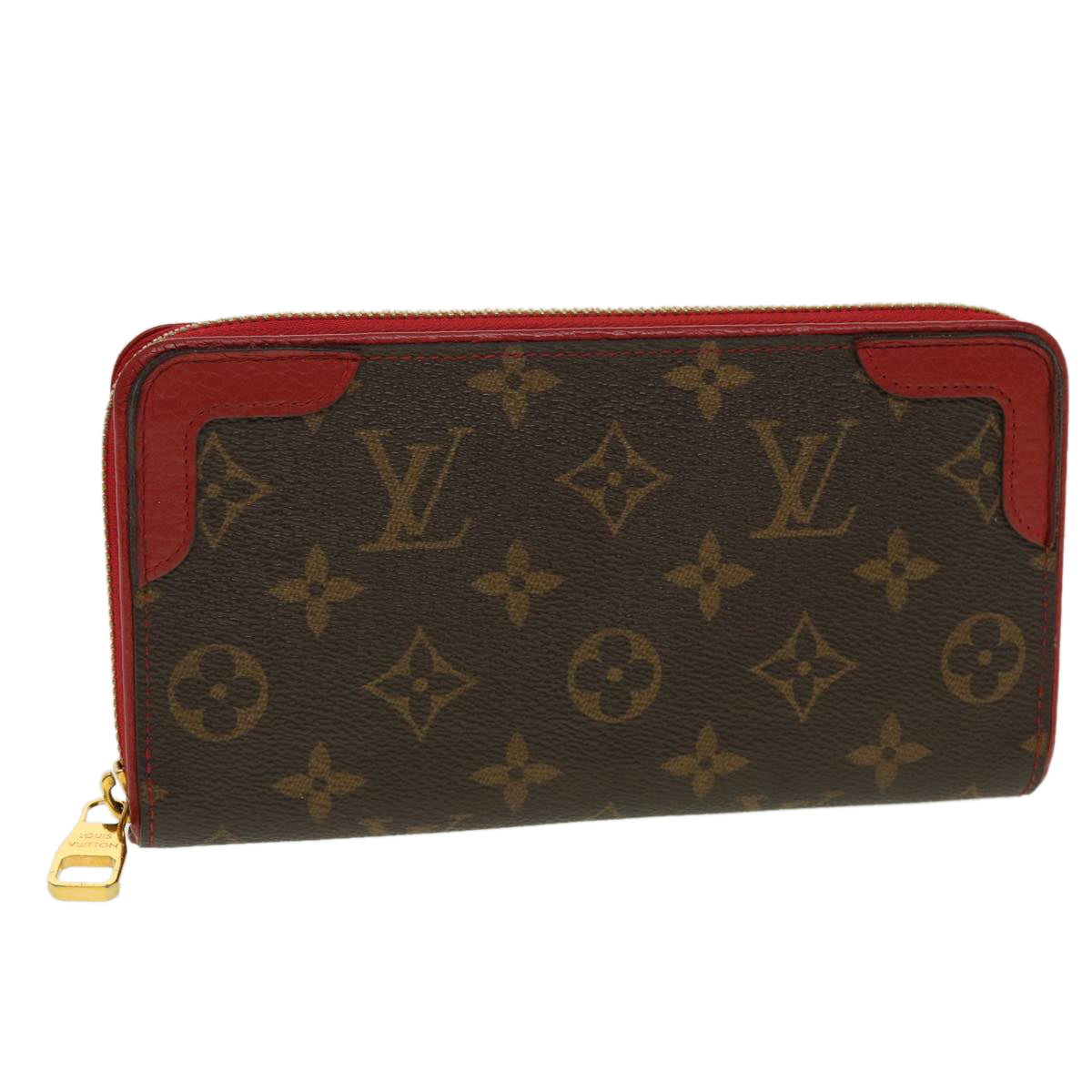 LOUIS VUITTON Monogram Sleys Zippy Wallet Long Wallet Red M61854 LV Auth 45065