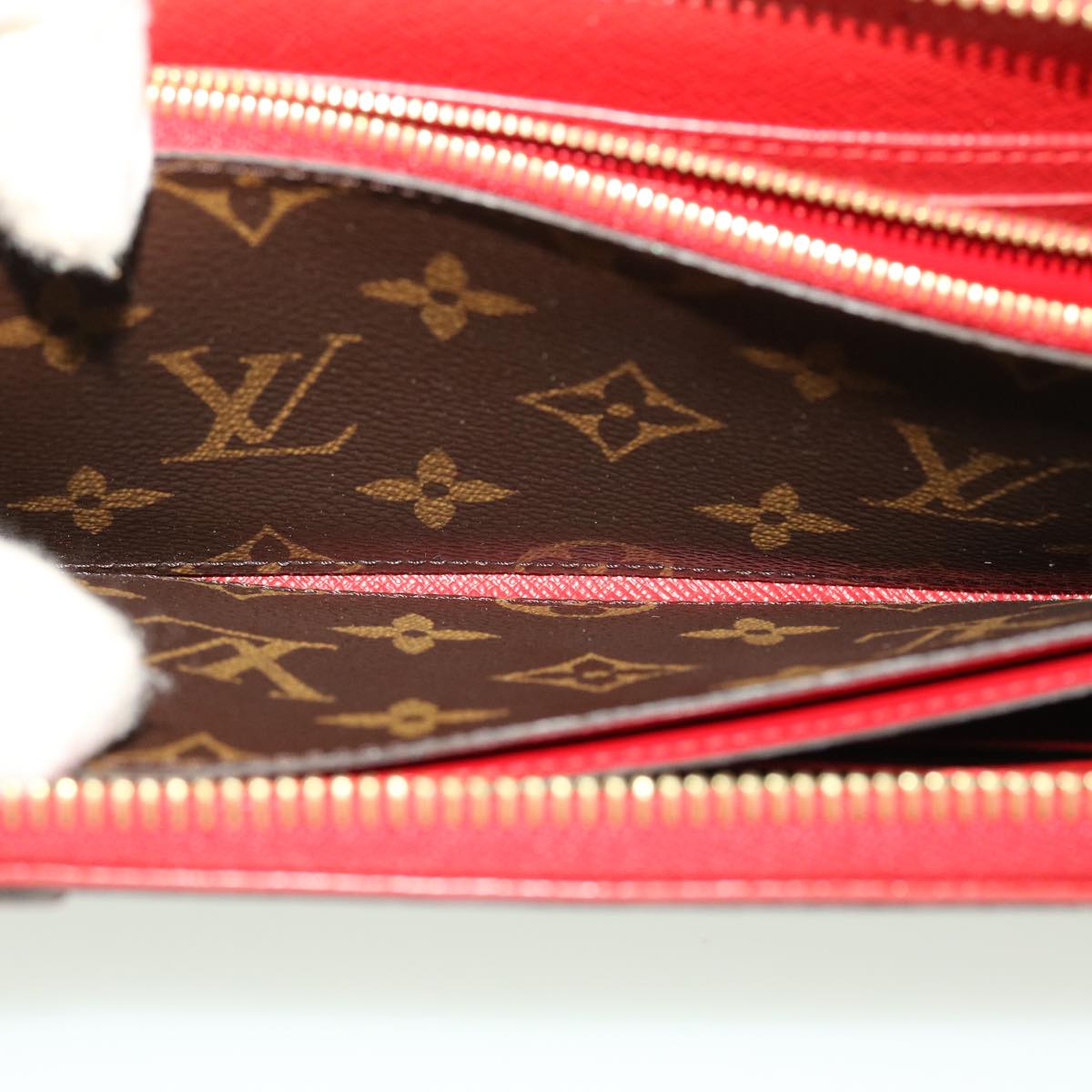 LOUIS VUITTON Monogram Sleys Zippy Wallet Long Wallet Red M61854 LV Auth 45065