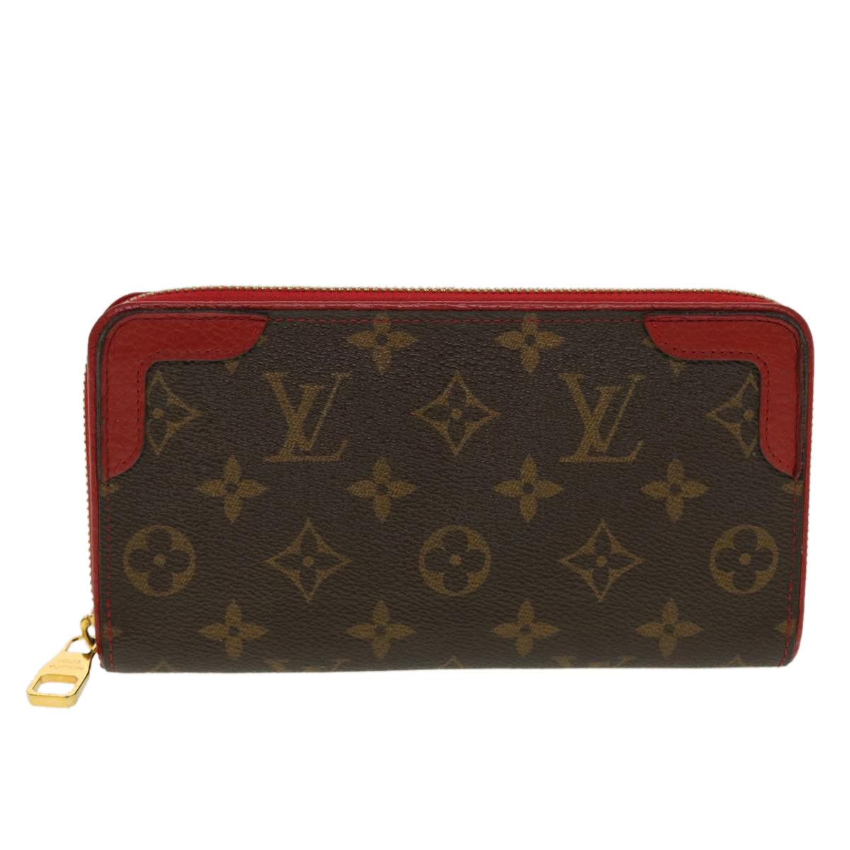 LOUIS VUITTON Monogram Sleys Zippy Wallet Long Wallet Red M61854 LV Auth 45065