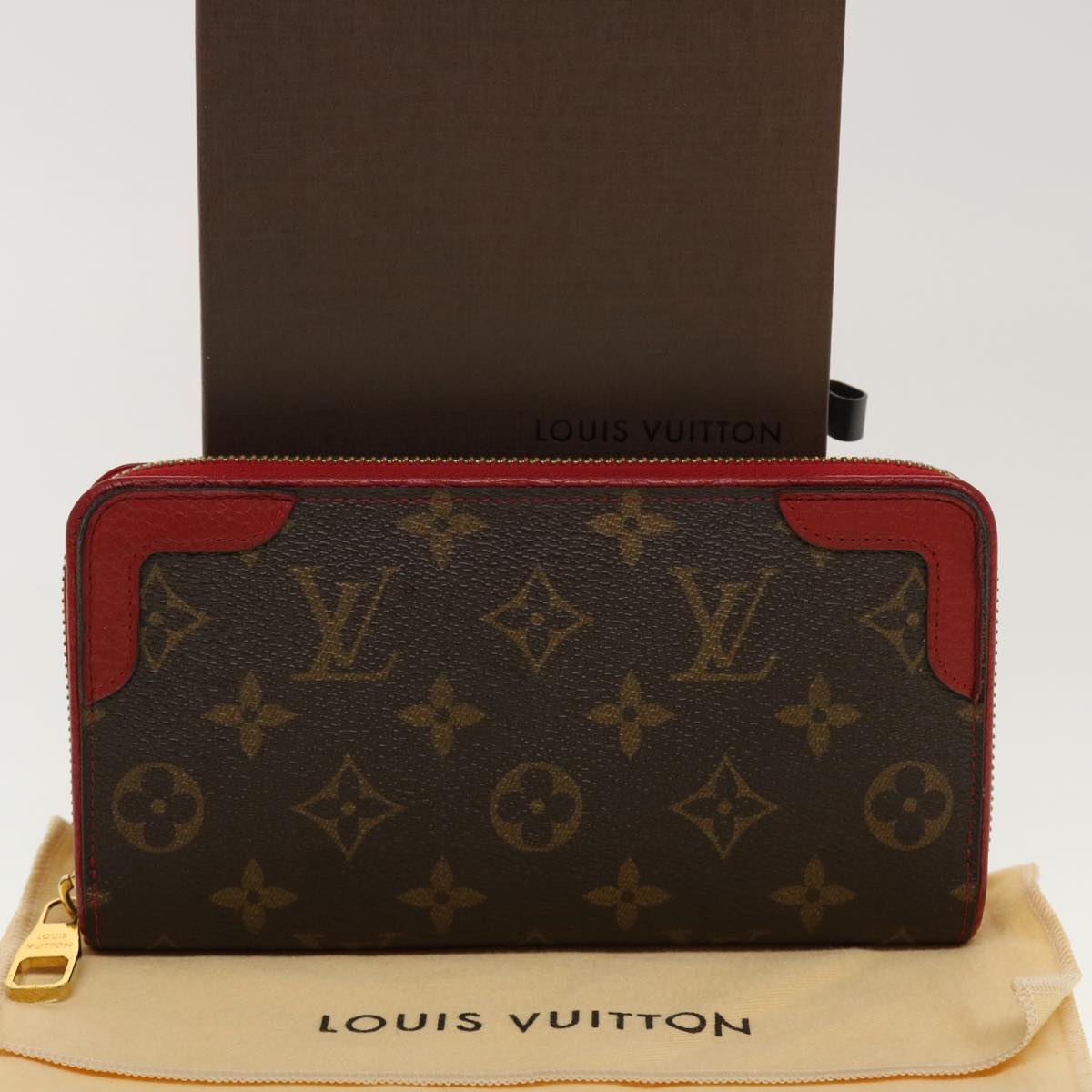 LOUIS VUITTON Monogram Sleys Zippy Wallet Long Wallet Red M61854 LV Auth 45065