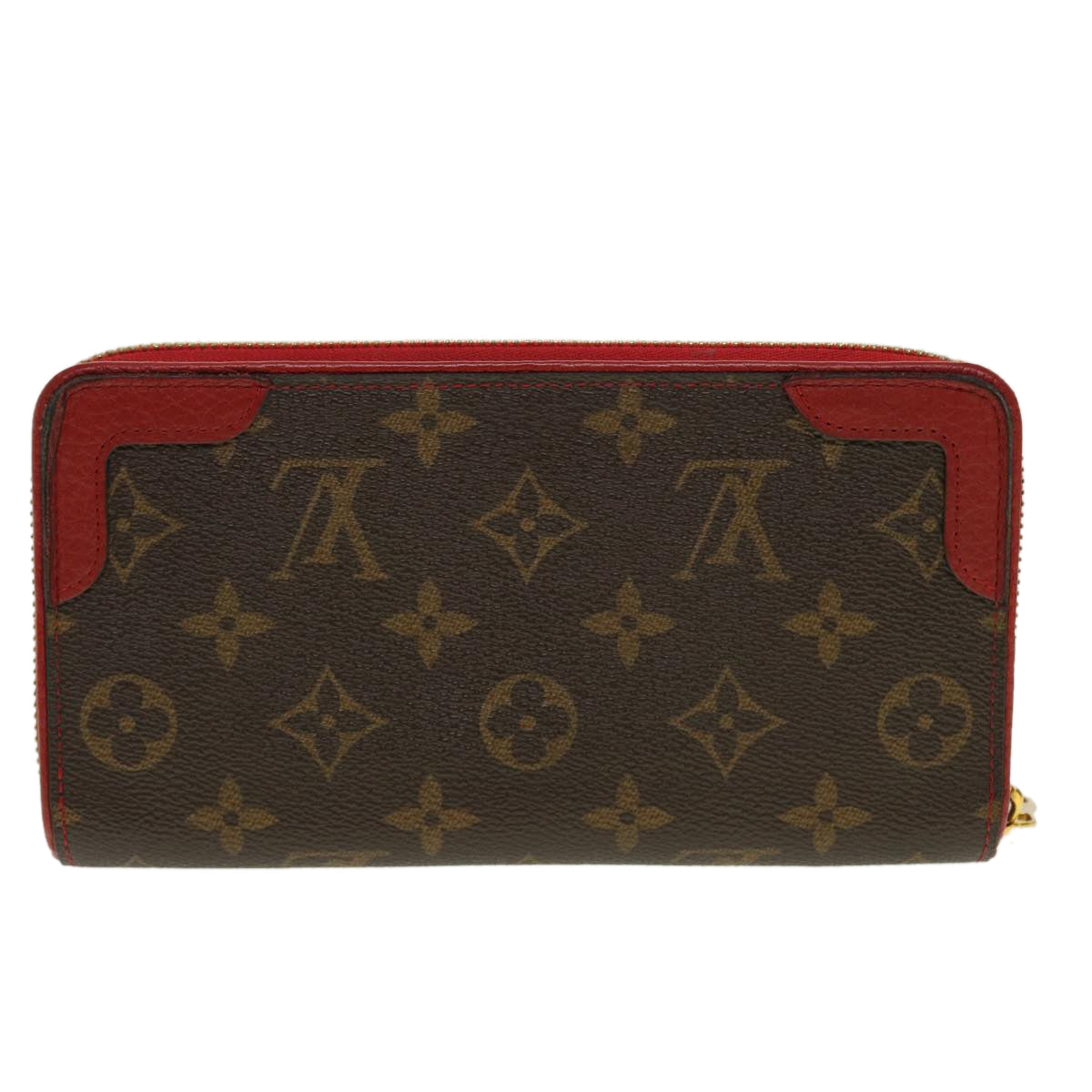 LOUIS VUITTON Monogram Sleys Zippy Wallet Long Wallet Red M61854 LV Auth 45065