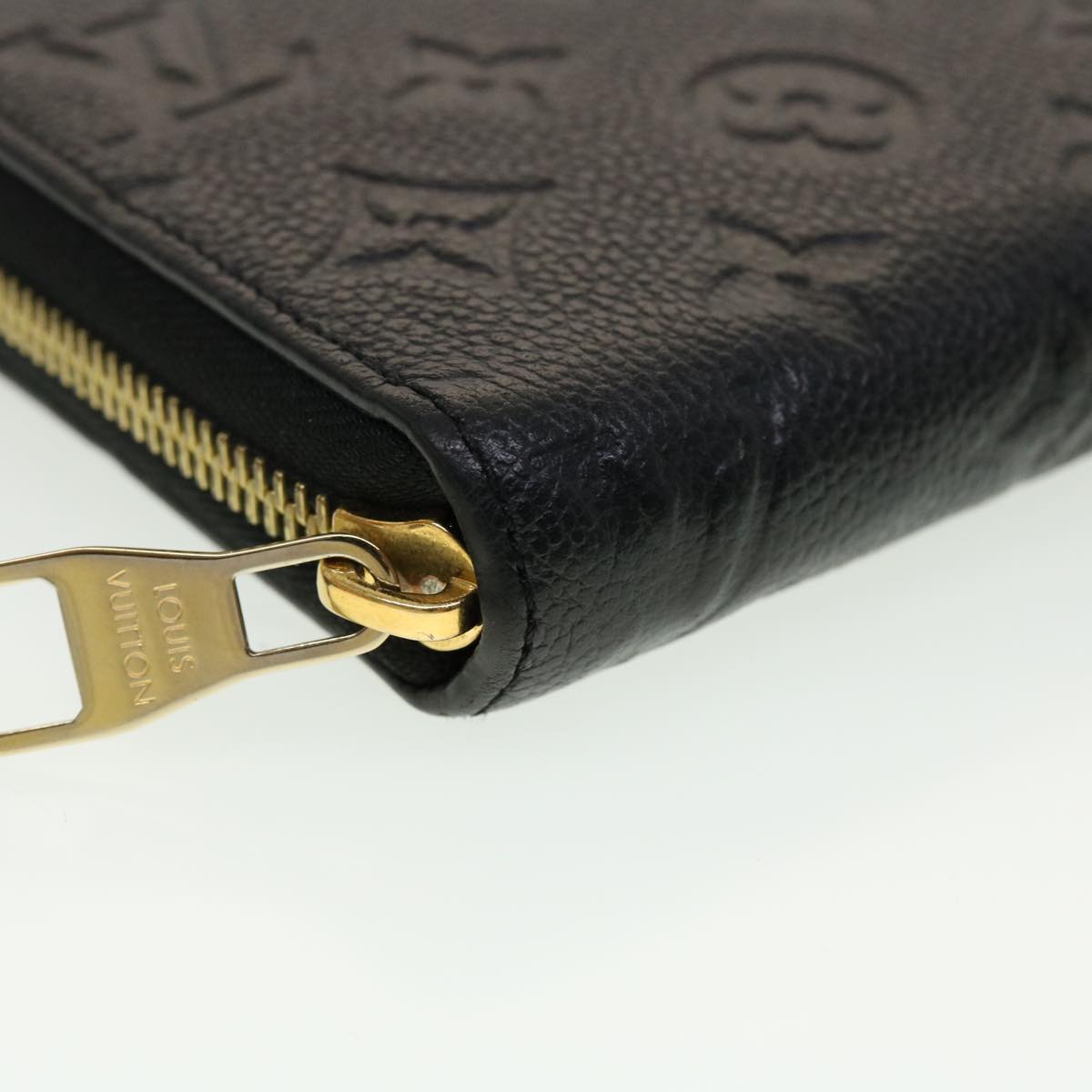 LOUIS VUITTON Monogram Empreinte Zippy Wallet Black M60571 LV Auth 45067