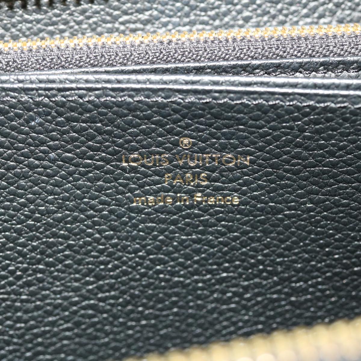 LOUIS VUITTON Monogram Empreinte Zippy Wallet Black M60571 LV Auth 45067