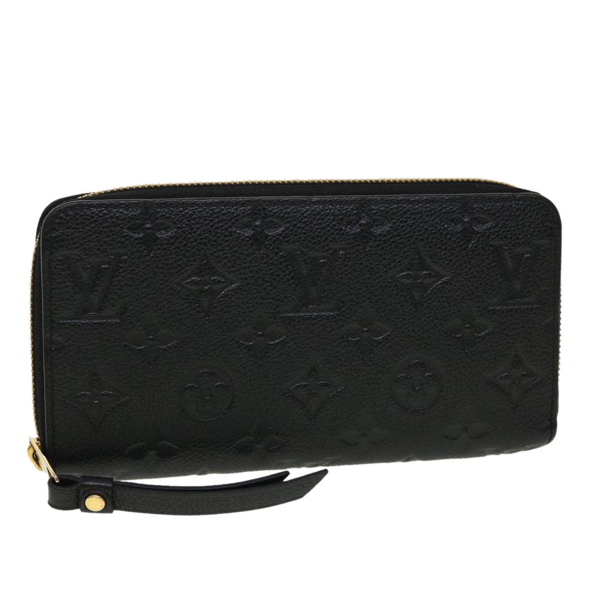 LOUIS VUITTON Monogram Empreinte Zippy Wallet Black M60571 LV Auth 45067