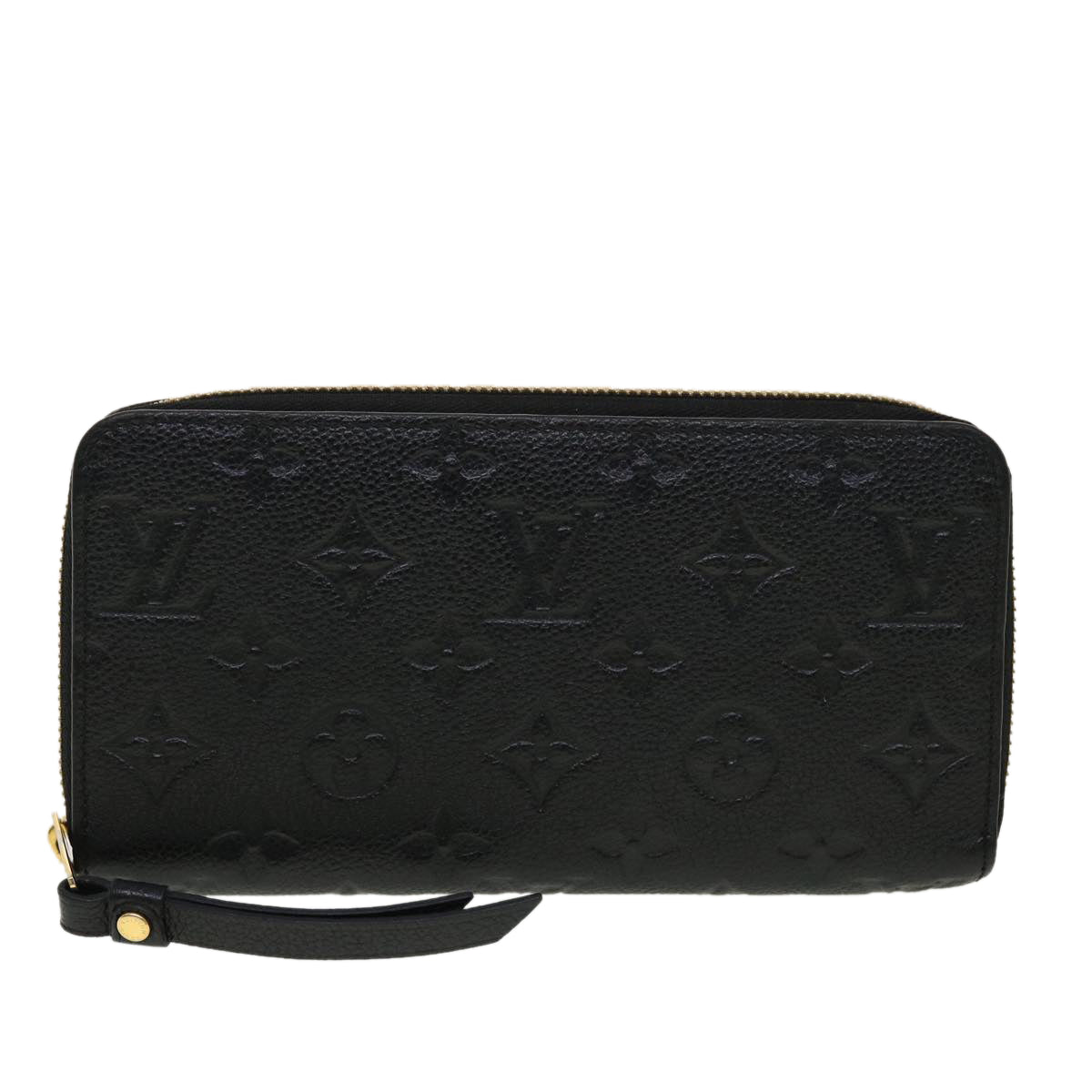 LOUIS VUITTON Monogram Empreinte Zippy Wallet Black M60571 LV Auth 45067