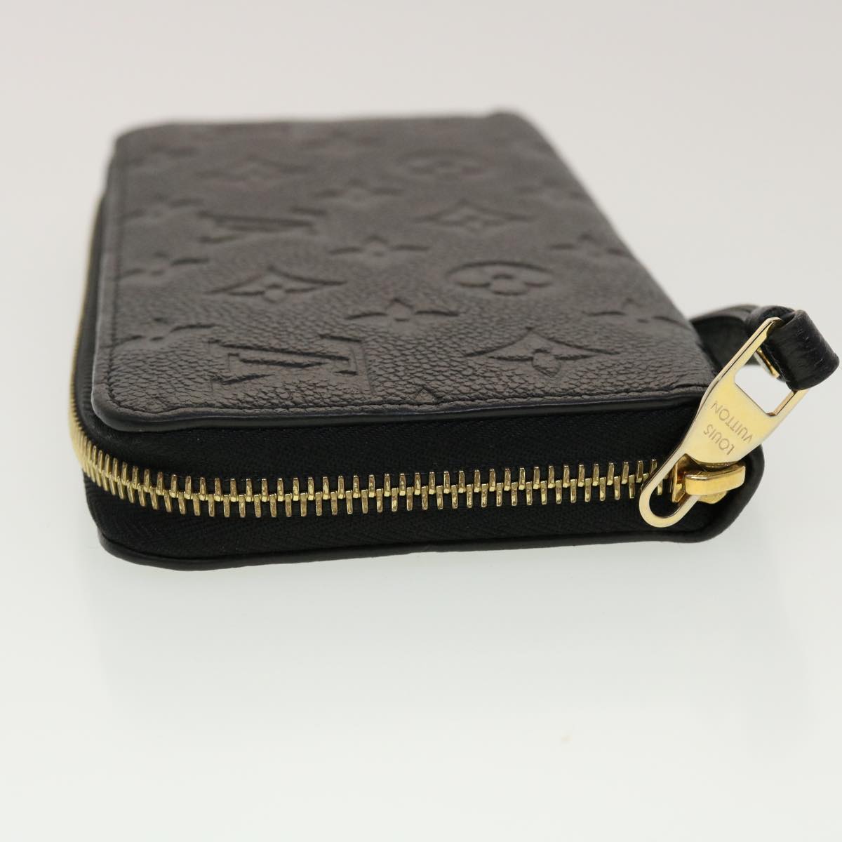 LOUIS VUITTON Monogram Empreinte Zippy Wallet Black M60571 LV Auth 45067