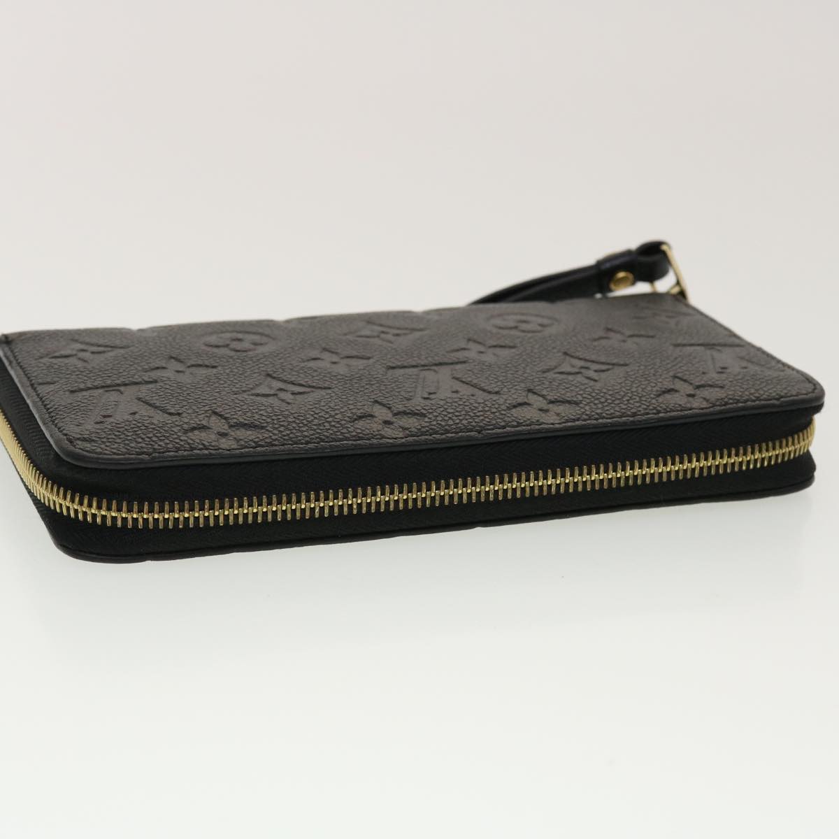 LOUIS VUITTON Monogram Empreinte Zippy Wallet Black M60571 LV Auth 45067