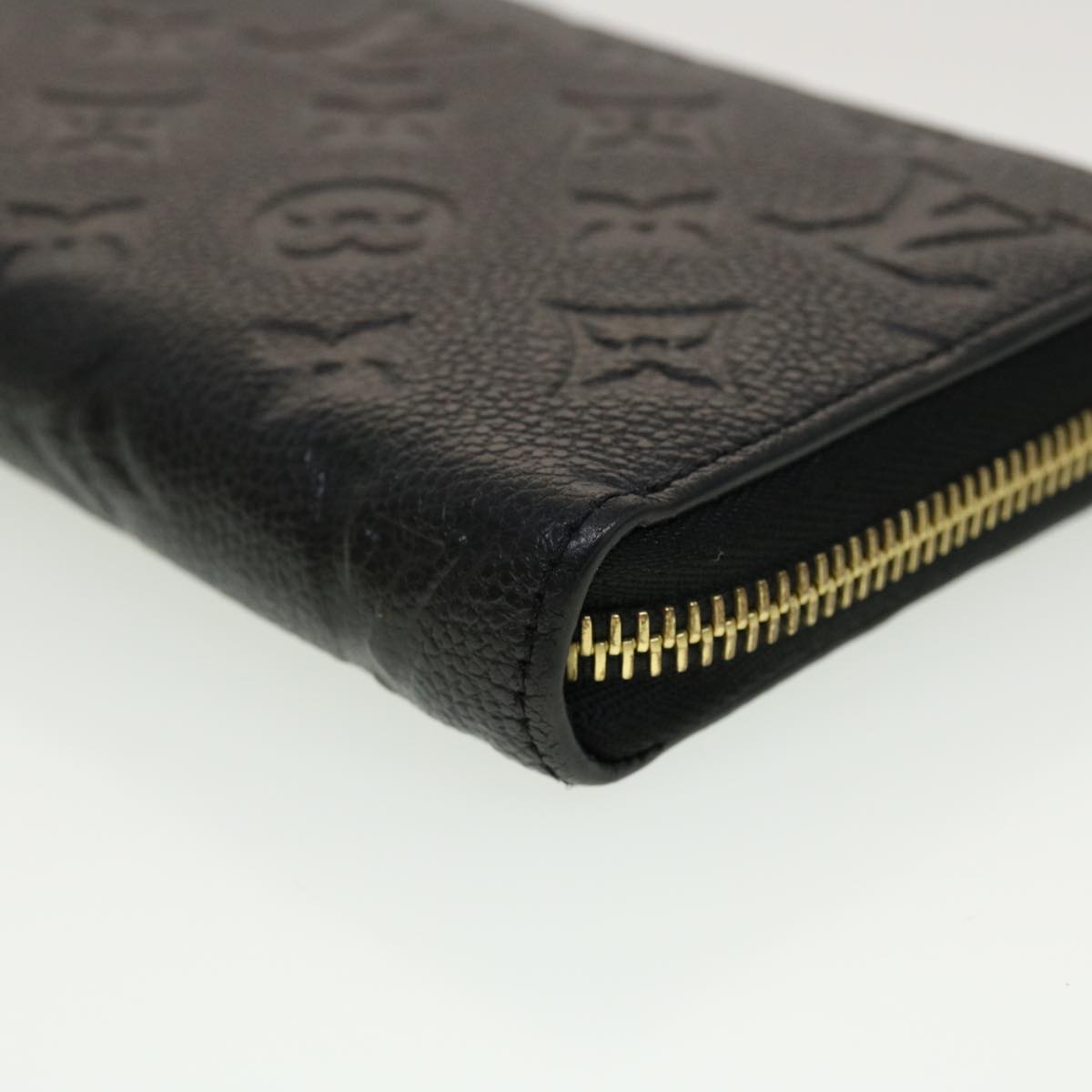 LOUIS VUITTON Monogram Empreinte Zippy Wallet Black M60571 LV Auth 45067