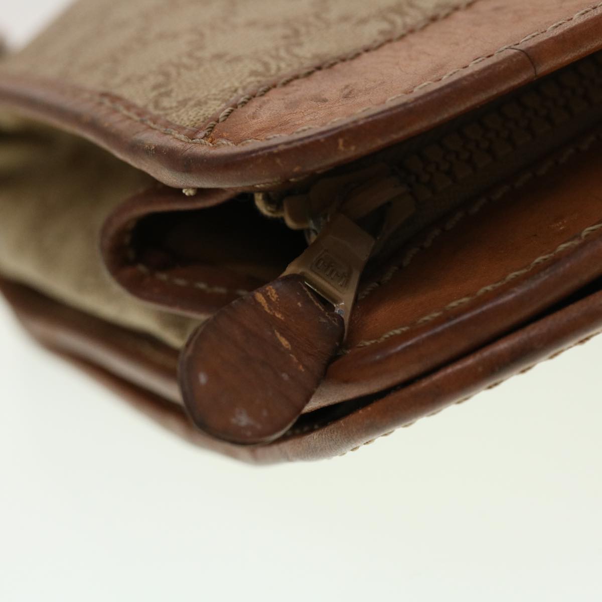 CELINE Macadam Canvas Clutch Bag PVC Leather Beige Auth 45077