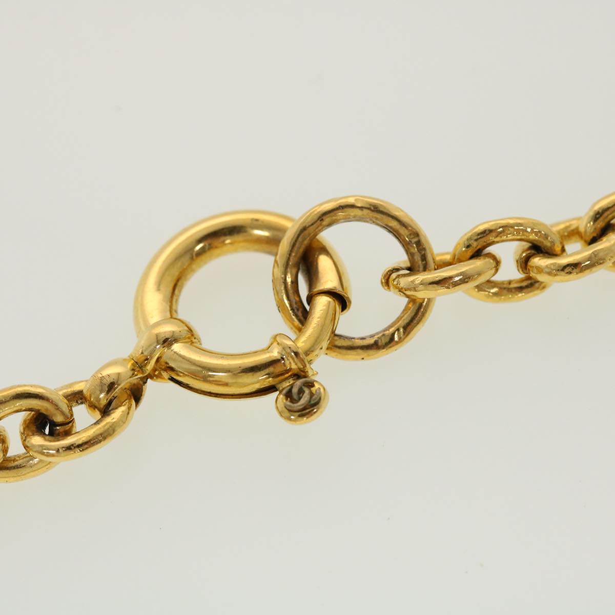 CHANEL Chain Necklace Metal Gold Tone CC Auth 45085