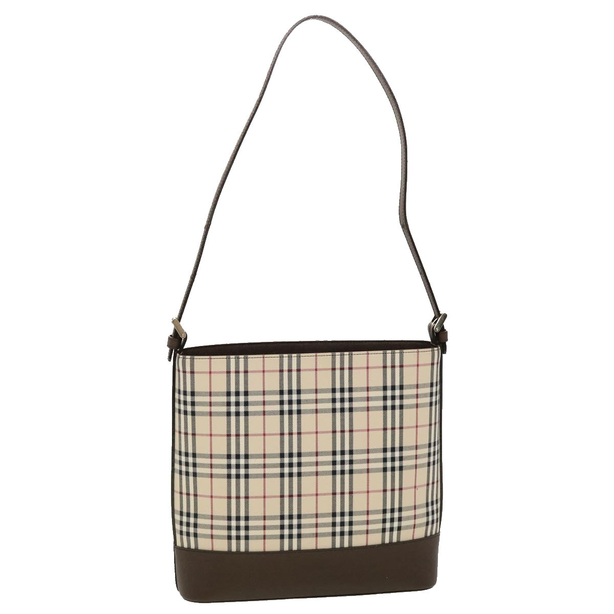 BURBERRY Nova Check Shoulder Bag Nylon Leather Beige Auth 45087