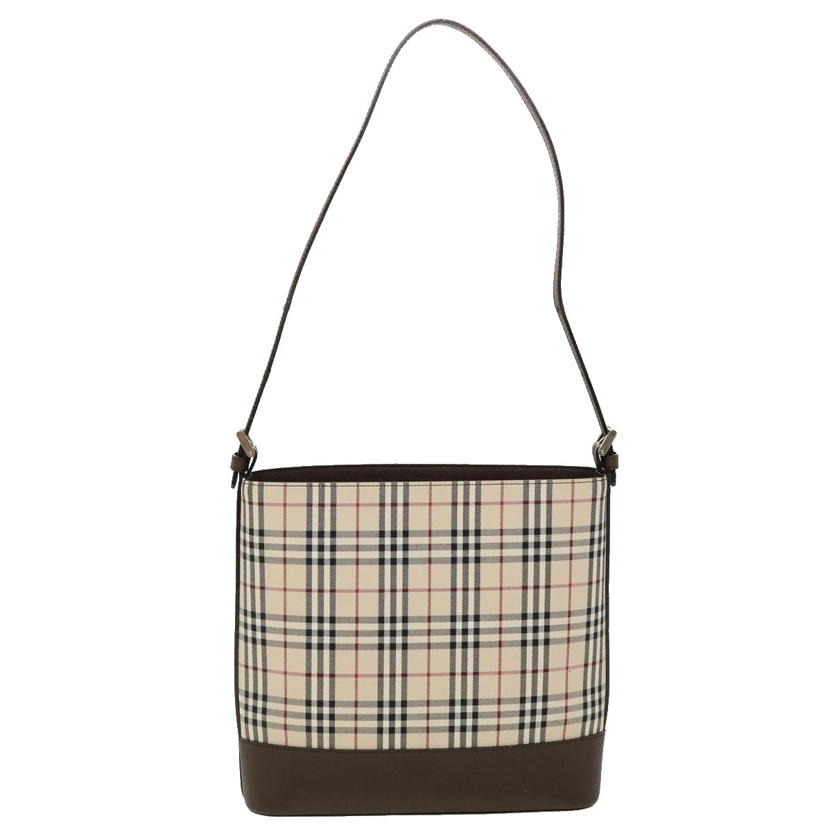 BURBERRY Nova Check Shoulder Bag Nylon Leather Beige Auth 45087