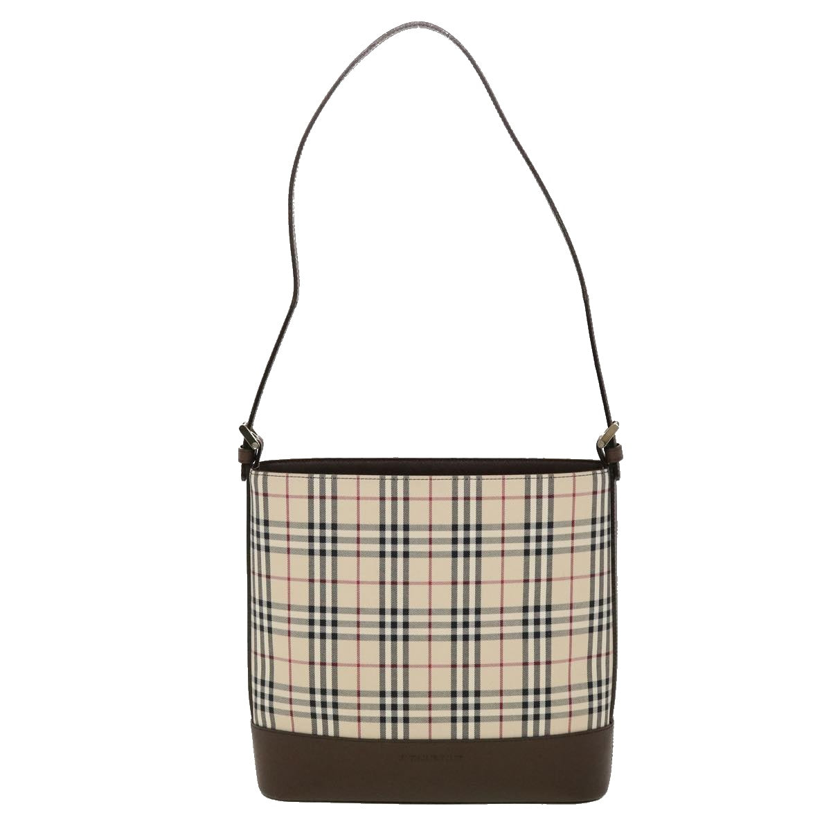 BURBERRY Nova Check Shoulder Bag Nylon Leather Beige Auth 45087